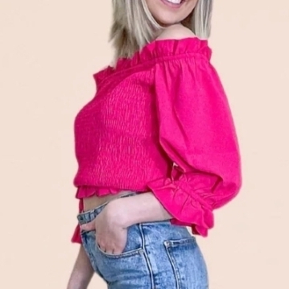 Bright Pink Off-Shoulder Top